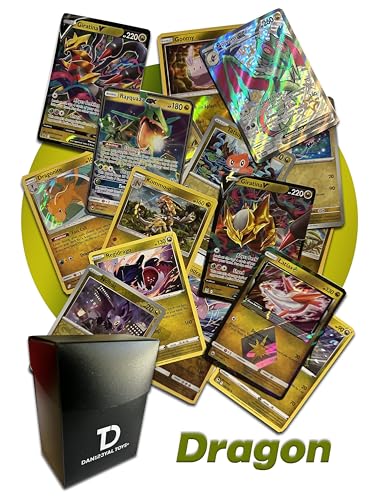 Dragon Type Pokemon Compatible TCG Assortment Bundle - Ultra Rare Card + 15 Random Cards + Dan123yal Deck Box