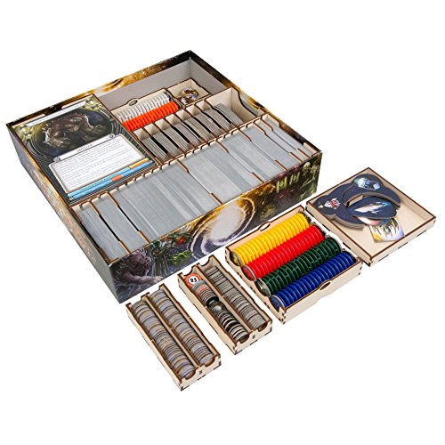Wooden Game Organizer Compatible with Cosmic Encounter – 9 Removable Trays for Cards, Ships, Planets and Tokens, Laser-Cut Birch Kit – The Broken Token