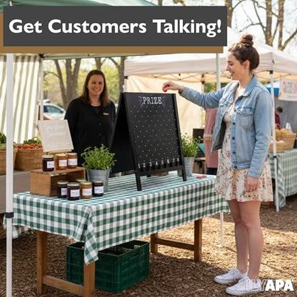 Ilyapa Prize Drop Board, 27.5x41 in - Penny Drop Game, Chalkboard Sign | Wooden A-Frame Chalkboard Sign, Includes 16 Coin Drop Discs & Eraser - For Trade Shows & Events - color: Black, size: 28x41