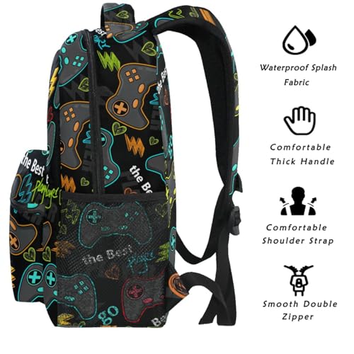 Video Game Backpack Bookbag Gamer Gaming Daypack Travel Hiking Camping School Laptop Bag - color: Multi Pattern 16