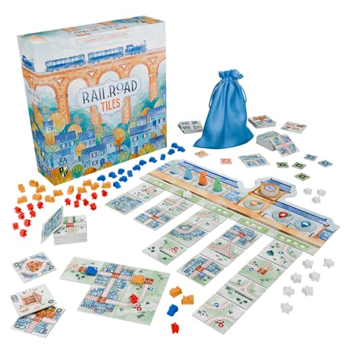 Railroad Tiles Board Game - Network-Building Tile-Laying Game, Family Fun Strategy for Kids & Adults, Ages 8+, 1-4 Players, 30-45 Minute Playtime