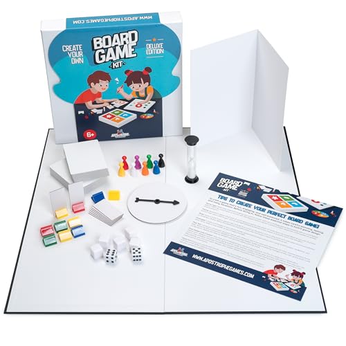 Deluxe Create Your Own Board Game Kit with Blank Board & Game Pieces | Bring your game ideas to life with everything needed to create a custom board game from scratch - style: Blank Board Game Kit - Deluxe Edition
