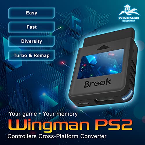 Brook Wingman PS2 Converter - Wireless Version of PS4/3 to PS2/1, Retro Consoles Converter on PS2/ PS1/PS Classic Consoles, for PS Retro Consoles - color: Black