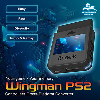 Brook Wingman PS2 Converter - Wireless Version of PS4/3 to PS2/1, Retro Consoles Converter on PS2/ PS1/PS Classic Consoles, for PS Retro Consoles - color: Black