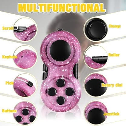 Skylety 2 Pcs Fidget Toys for Adults Controller Fidget Pad Stress Relief Cube Clicker Game Controller Sensory Educational Toy for ADHD Autism Relief Stress Anxiety(Starry Purple and Black Style) - style: Starry Purple and Black Style
