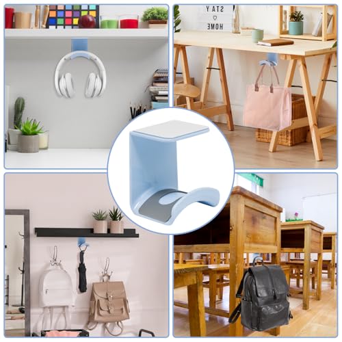 1Pcs Blue ABS Plastic Headphone Stand Hanger, Hanging Headset Holder Hook Under Desk, Adhesive Earphones Hangers for Desk Headphone Hanger, Most Headphones and Controller - color: Blue, size: Under Desk