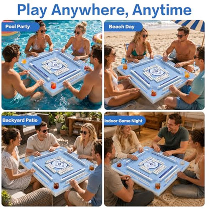 2F22E Floating Mahjong Table for Pool, Double-Sided EVA Floating Game Table for Mahjong, Cards, Dominoes & Drinks, 31.5'' Waterproof Floating Table for Pool - color: Eva-01