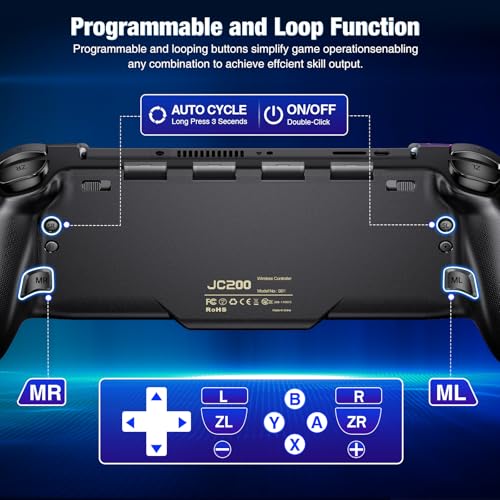 Spican Switch Controllers for Nintendo Switch/Switch OLED, Hall Effect Switch Wireless Pro Controller One-Piece Joypad, Full-Size Handheld Mode Gamepad with RGB Lights/Battery/Turbo/Macro/4 Game Slot - color: Black-Stellar Grid, size: 6.2"/7"