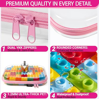 YQBRAO 4-Pack Clear Hard Shell Zipper Case, 1.2mm Ultra-Thick Diaper Bag Organizer Pouches, Rigid Self-Standing Travel Makeup Bags with YKK Zippers, TSA Approved, Pink - color: Pink, size: 4 Pack(S)