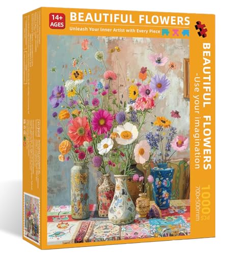 Puzzles for Adults 1000 Pieces Flowers, Puzzle 1000 Pieces, 1000 Piece Puzzle for Adults Suitable for Home Décor with 1:1 Poster Dust Free Jigsaw Puzzles (27.5"X19.6")