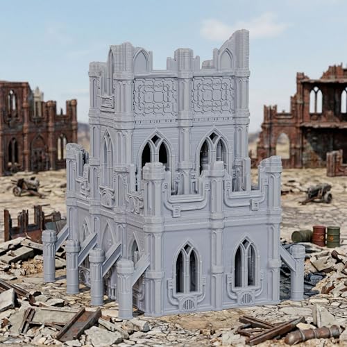 DND Terrain for Trench Crusade – 28mm Ruined Cathedral Building AF1166 | Unpainted Multilevel Gothic Ruins Tabletop Scenery for Dungeons and Dragons, Wargame Map Props