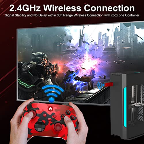 ADHJIE Xbox One Controller, 2.4GHz Wireless Controller for Xbox One X | S Xbox Series X/S/PC with 3.5mm Audio Headset Jack, Dual Vibration, Camo Red - color: Camo Red