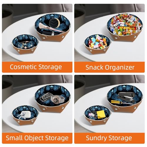 2Pcs PU Dice Holder Folding for RPG DND Table Games, Dice Trays Storage Box Portable Folding Rolling Dice Tray, Blue Moth Skull - color: Multi 10