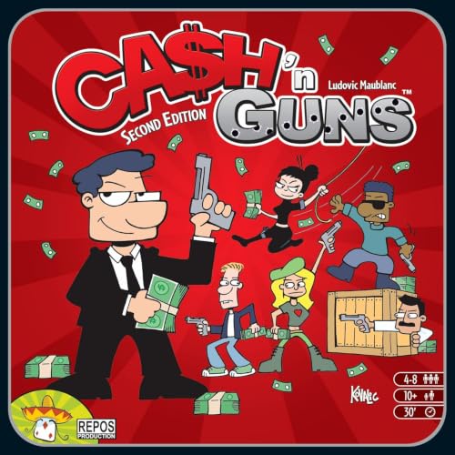 Asmodee Cash 'N Guns 2nd Edition Party Game - Unleash Foam-Powered Heist Intimidation, Bluffing Strategy Game for Kids & Adults, Ages 10+, 4-8 Players, 30 Minute Playtime