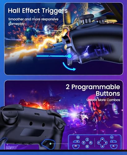 Switch 2 Controller Compatible with Nintendo Switch 2/Switch/OLED/Lite - Hall Effect Joystick & Trigger - 7 Color RGB Wireless Pro Controller with Charging Dock, Macros, Turbo, KeyLinker App - Pumpkin - color: Pumpkin with Charging Station