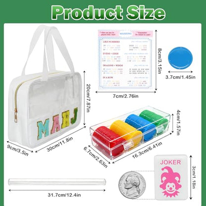 American Mahjong Game Set,Mahjong Set,Complete Mahjong Tile Set with 166 White Tiles (1.2’’),4 Tile rulers,4 dice,1 Bag,100 Chips,5 Instruction Manuals,Mahjong Game Gift for Enthusiasts