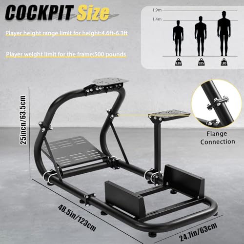 Marada Steering Wheel Simulator Cockpit Upgrade Fit for Fanatec, for PXN, for Thrustmaster, for Logitech G25 G27 G29 G920 Stable Racing Stand Adjustable Frame, Wheel Pedal Shifter and Seat Not Include