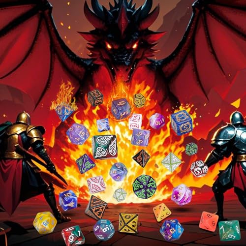 Mystery Dice Box - 42 Pcs Polyhedral Dice & 6 Pcs Dice Display Tubes | 6 Boxes Random Patterns & Styles DND Dice, Gifts for D&D, Pathfinder, MTG, Table Game Night, Dice Goblins, RPG Players & DMs - style: Mystery Dice Gift Box (6 set dice)