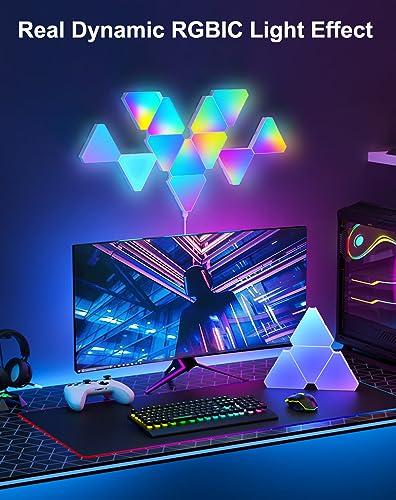 Triangle LED Lights for Gaming Setup, RGB Triangle Wall Lights for Bedroom, Smart Home Light Panels Works with Alexa Google Assistant,APP/Voice/Remote Controlled,Music Sync Gaming Room Decor,12 Pack