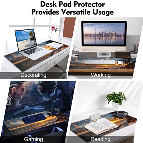 Galdas Gaming Mouse Pad XXL XL Large Mouse Pad Mat Long Extended Mousepad Desk Pad Non-Slip Rubber Mice Pads Stitched Edges Thin Pad (31.5x11.8x0.12 Inch)-Sunset Beach - color: Sunset Beach