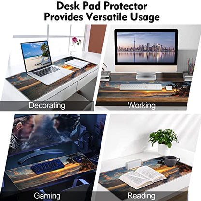Galdas Gaming Mouse Pad XXL XL Large Mouse Pad Mat Long Extended Mousepad Desk Pad Non-Slip Rubber Mice Pads Stitched Edges Thin Pad (31.5x11.8x0.12 Inch)-Sunset Beach - color: Sunset Beach