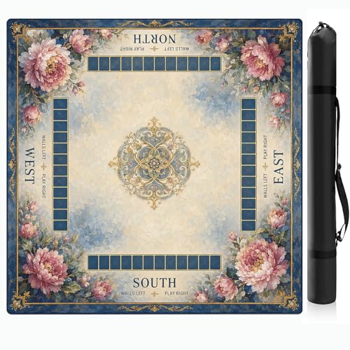 Floral Print Mahjong Mat,Non Slip American Mah Jongg Table Mat | 32in soft neoprene mah jongg mat reduces tile noise protects tabletops & packs easily for game nights or a thoughtful gift - color: 020