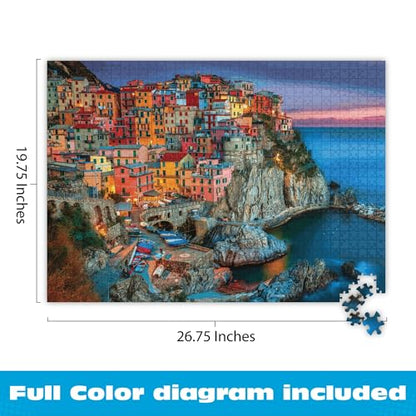 Buffalo Games Peter Stewart, Cinque Terre, 1000 Piece Adult Jigsaw Puzzle | Cinque Terre Seaside Scene, Poster Included, Precision-Cut Pieces, Made in USA, Thicker Board