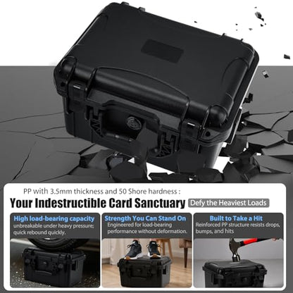 QINGUANG Graded Card Storage Box,Trading Card Case with 4 Foam Dividers,IP67 Waterproof PSA Slab Case for PSA/CSG/CGC/SGC/BGS Top Loaders Sports Cards - size: 2 Rows standard