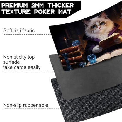 Playmat for MTG Cat Magic Play Mat 24x14 Inch Card Game Mat for Magic The Gathering TCG PTCG Playmat with Free Storage Bags Non-Slip Backing and Stitched Edge - color: Cat No With Zones