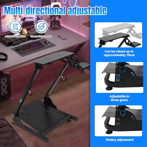 LGIB Sim Racing Wheel Stand Foldable & Adjustable Height Steering Wheel Stand for Logitech G25/G27/G29/G920/G923 & Thrustmaster T300/T300RS/T150 Simulator Cockpit without Gaming Steering Wheel Pedals