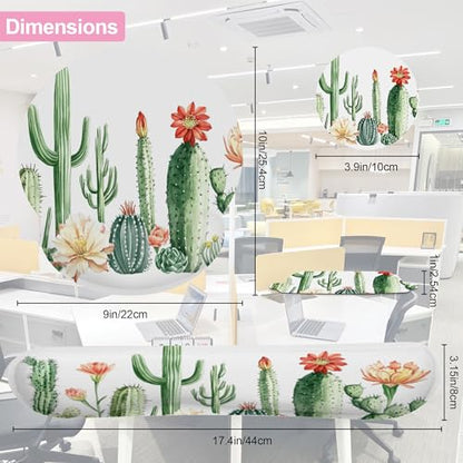 Cactus Succulent Greenery Flower Keyboard Wrist Rest Pad and Mouse Pad Wrist Support Set,3-in-1 Ergonomic Mouse Pad with Non-Slip Rubber Base for Home Office Game Computers Desk, - color: Cactus Succulent Greenery Flower