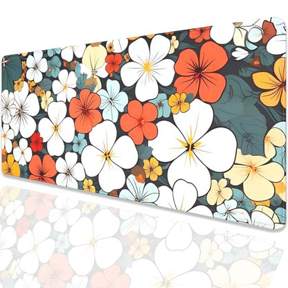 Boho Abstract Floral Mouse Pad Desk Mat,27.5X11.8 in Extended Gaming Mouse Pads with Stitched Edges,Non-Slip Waterproof Rubber Base Mouse Mat for Office,Computer,Keyboard,Laptop and Home Desk Mat - color: Blho Abstact Flower