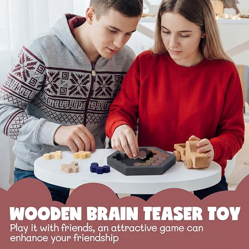 Yunsailing 3 Pack Large Wooden Blocks Puzzles Hexagon Tangram Puzzle Wooden Russian Brain Puzzles for Adult Challenge Teasers Geometric Jigsaw Logic Iq STEM Educational Gift Graduation(Modern) - style: Modern