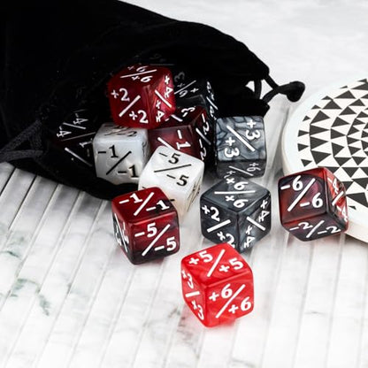 48 Pieces Magic Counter Dice Plus 1 MTG Counters Dice Set Marble Life Buff Tokens D6 Dice Compatible with Magic The Gathering, TCG, Card Gaming Accessories, Red - color: Red