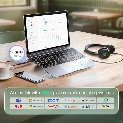 Yealink UH48 ANC Wired USB-C/A Headset, 6 AI Noise-Canceling Microphones | Teams/Zoom Certified, Stereo Headphones,Plug & Play for PC/Laptop/Phone, Hybrid Work & Home Office, Dynamic EQ, Call Control - color: USB-C/A (UC)