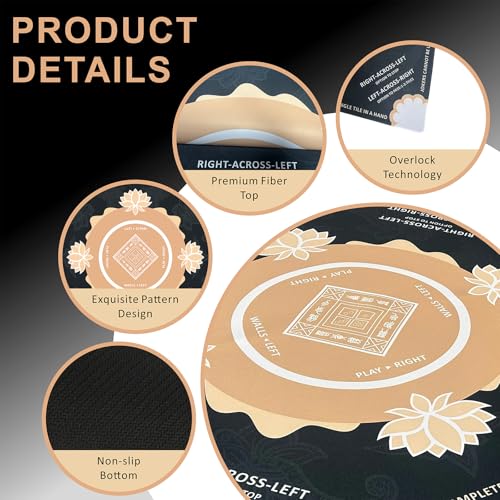 Mahjong Mat for Table,31.5 * 31.5in 3mm，Non-Slip, Silent. | Mahjong Mat with Rules with Storage Bag， Reduction Gaming Mat for Mahjong, Poker, Board Games, Dominoes(Black) - color: Black