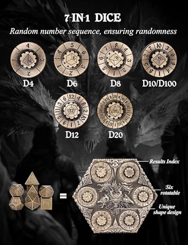 D&D Dice Set,7PCS Metal Dice for Dungeons and Dragons,Mini Dice Set with Pocket Watch Case,Role Playing Board Games Accessories (Dragon, Bronze-S) - color: S-bronze, style: Dragon