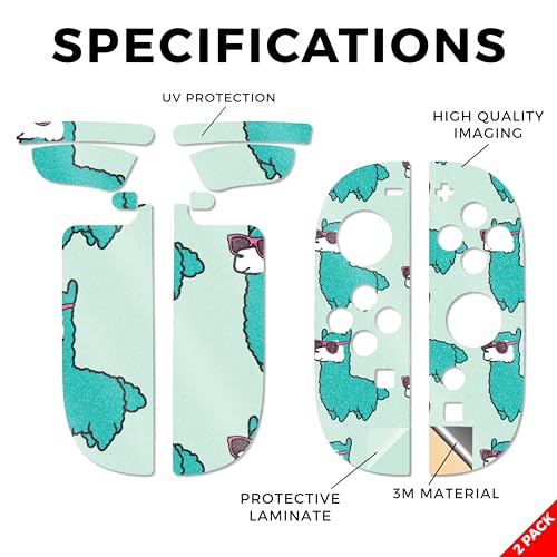 Glossy Glitter Gaming Skin Compatible With Nintendo Switch 2 Joy-Con Controller 2 Pack - Awesome Alpacas - Premium 3M Vinyl Protective Wrap Decal Cover - Easy To Apply | Made in the USA by MightySkins - color: Awesome Alpacas, size: 2 Pack of Joy-Con Skin