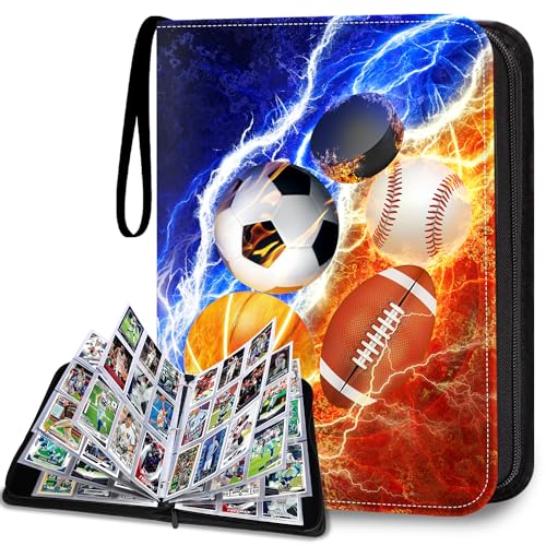Sports Card Binder 9 Pocket Fits 900 Cards, Trading Card Binder Album Display Holder with 50 Removable Sleeves for Hockey, Basketball, Baseball, Football, Yugioh, MTG, Games Trading Cards | 9-Pocket Structure With 50 Removable Sleeves, Stores 900 Cards, S