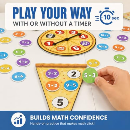 Addition & Subtraction Math Board Game Kindergarten Math Games for Kids 5-7 | Kindergarten & 1st Grade, STEM Board Game for 5+ Year old, Homeschool & Classroom Learning, Educational & Fun Pizza Game - size: Addition & Subtraction