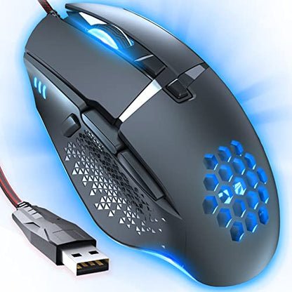 CYD C309 Wired Gaming Mouse, RGB Gaming Mouse with Side Buttons, High-Precision Adjustable 12800 DPI, Adjustable Weights, 6 Programmable Buttons, Gaming Mice Ergonomic Computer Mouse (C303-12800 DPI)