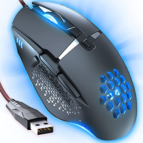 CYD C309 Wired Gaming Mouse, RGB Gaming Mouse with Side Buttons, High-Precision Adjustable 12800 DPI, Adjustable Weights, 6 Programmable Buttons, Gaming Mice Ergonomic Computer Mouse (C303-12800 DPI)