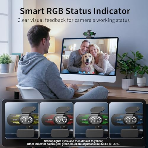 EMEET NOVA 4K Dual-Camera 4K Webcam for PC, Wide-Angle and Telephoto Camera | Max 11X Hybrid Zoom, PDAF Focus, Remote Control, RGB Lights, Webcam with Microphone for Business or Personal Online Calls - style: 4K Dual-Camera Remote