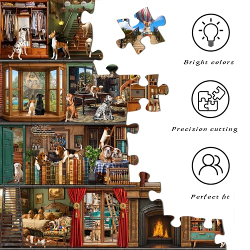 HUADADA Puzzles for Adults 1000 Pieces,Dog Theater Difficult Puzzles for Adults,1000 Piece Puzzle for Adults ‌Family Interactive Game Gift - color: Dog Theater Difficult