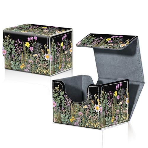 Card Deck Box for MTG Trading Cards with Magnetic Closure,Premium Card Storage Box Case Cover for TCG CCG Magic Cards,Natural Wildflowers - color: Natural Wildflowers