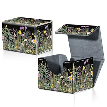 Card Deck Box for MTG Trading Cards with Magnetic Closure,Premium Card Storage Box Case Cover for TCG CCG Magic Cards,Natural Wildflowers - color: Natural Wildflowers