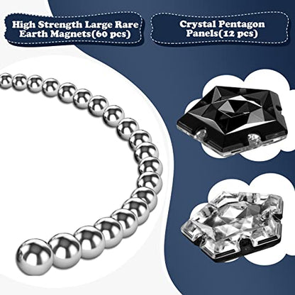 Magnetic Fidget Sphere Stress Relief Toys for Adults Kids, Anxiety Sensory Fidget Toys with Strong Neodymium Magnets, Desk ADHD Focus Tool Gift for Men Women (2.67'' Travel-Safe Toy Ball) - color: Crystal Black