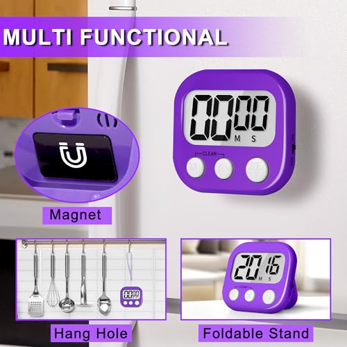 ZILLEEN Classroom Timer for Kids Teachers 2 Pack Digital Timers, Purple & Yellow - color: Purple & Yellow