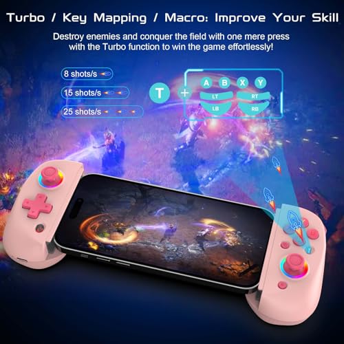Joso Mobile Gaming Controller for iPhone/iPad/Tablet, Android Wireless Controller with Hall Effects Joysticks, Support PC/Switch, Play Cloud Games/Remote Play/COD/Genshin Impact & More - Pink - color: Pink