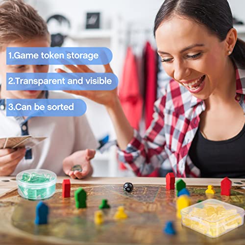Taiyin 20 Pcs Clear Board Game Tokens Storage Containers Trays Clear Plastic Beads Storage Containers Box Assorted Sizes Storage Boxes Game Components with Lids Pieces, Dice, Tokens, Beads